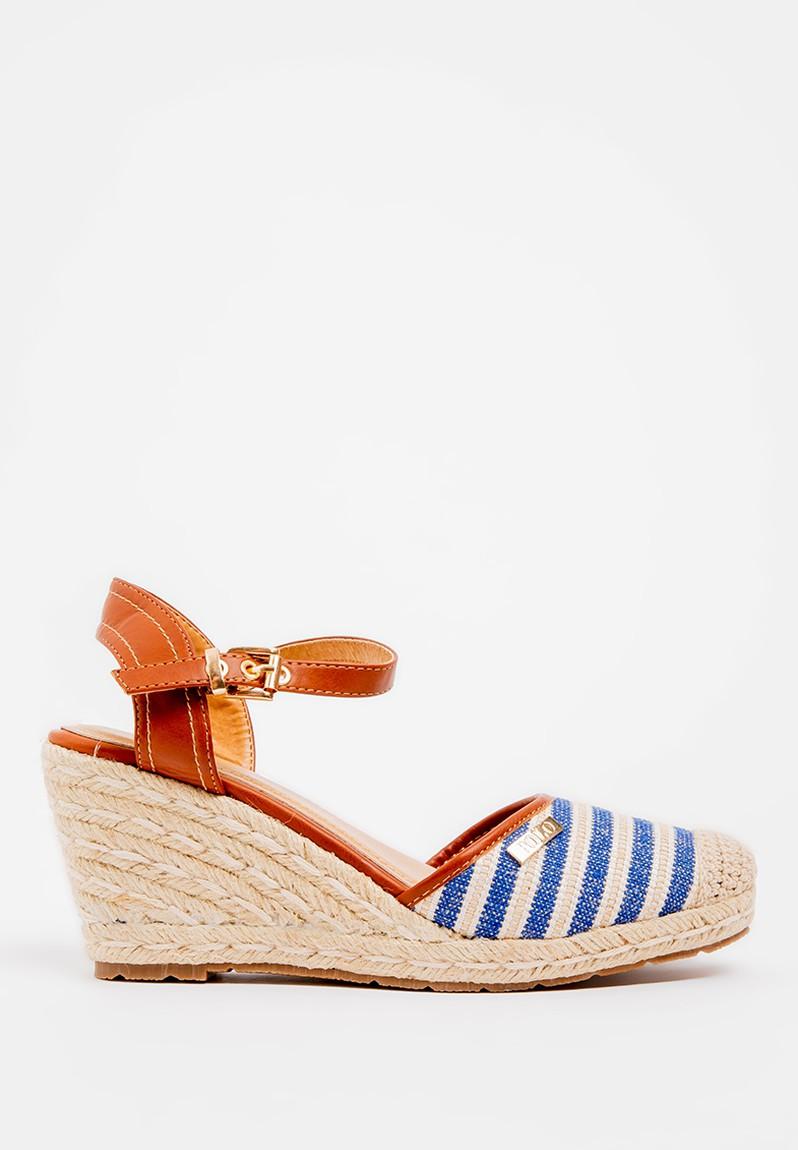 Kelly espadrille stripe wedges - cobalt POLO Heels | Superbalist.com