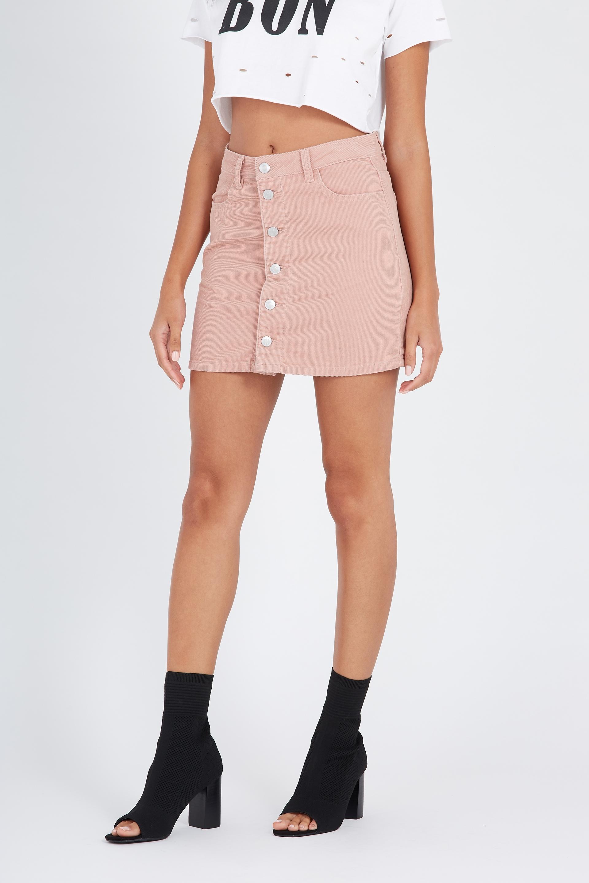 Button through cord skirt - blush Supré Skirts | Superbalist.com