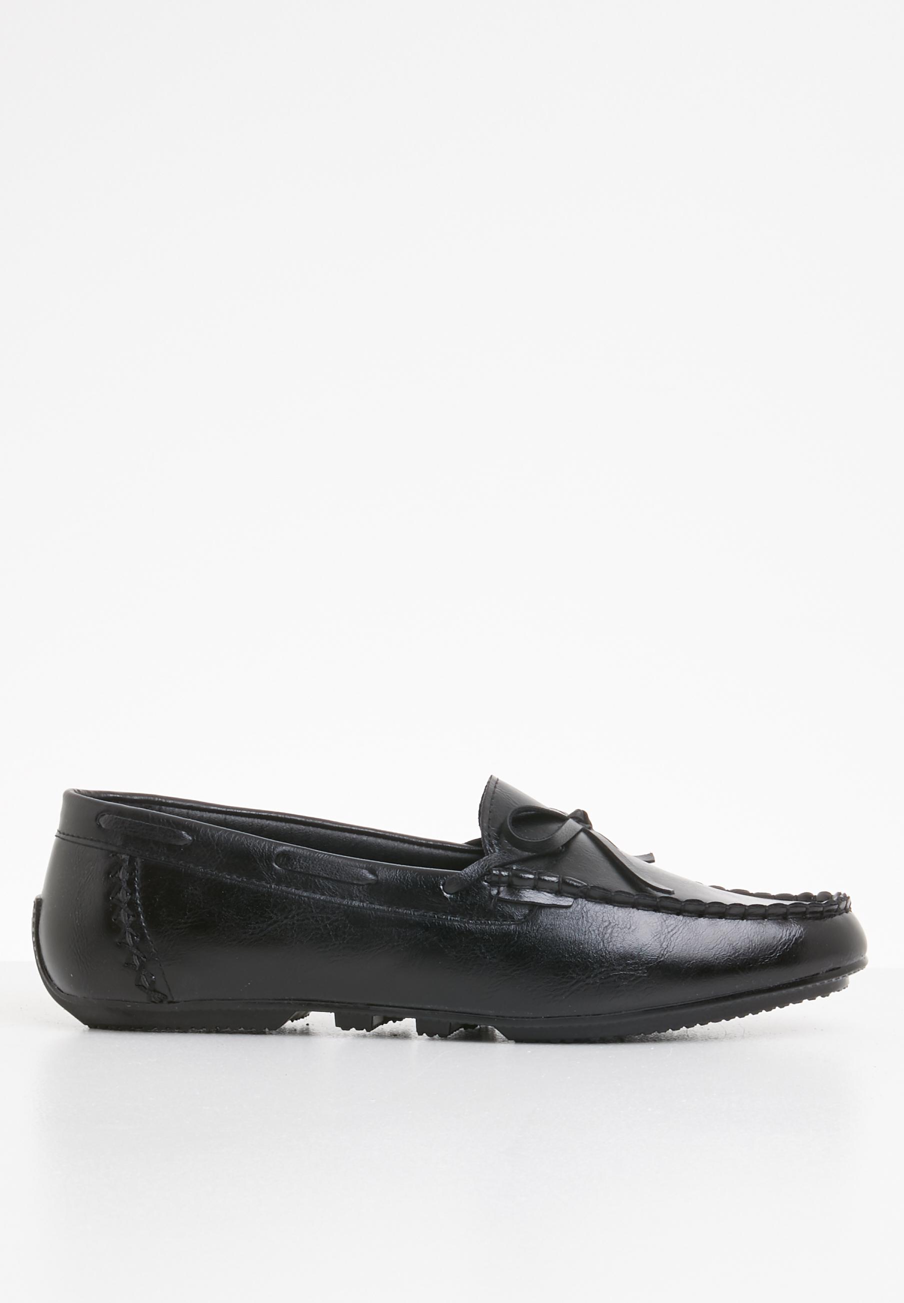 Bonded Leather Loafers Black STYLE REPUBLIC Slip-ons and Loafers