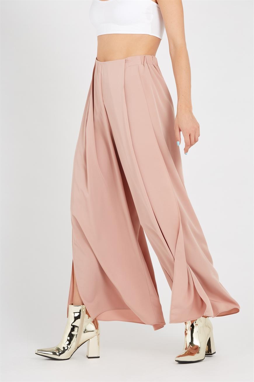 blush pink wide leg trousers