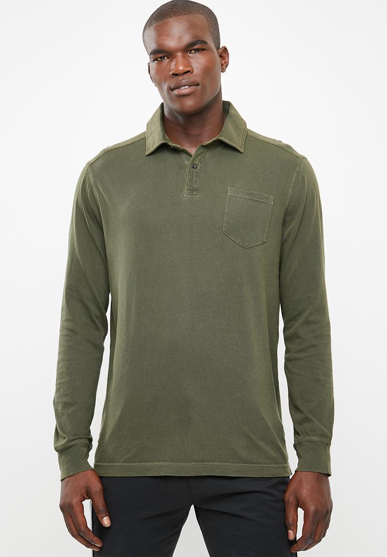 Pigment long sleeve golfer - olive STYLE REPUBLIC T-Shirts & Vests ...