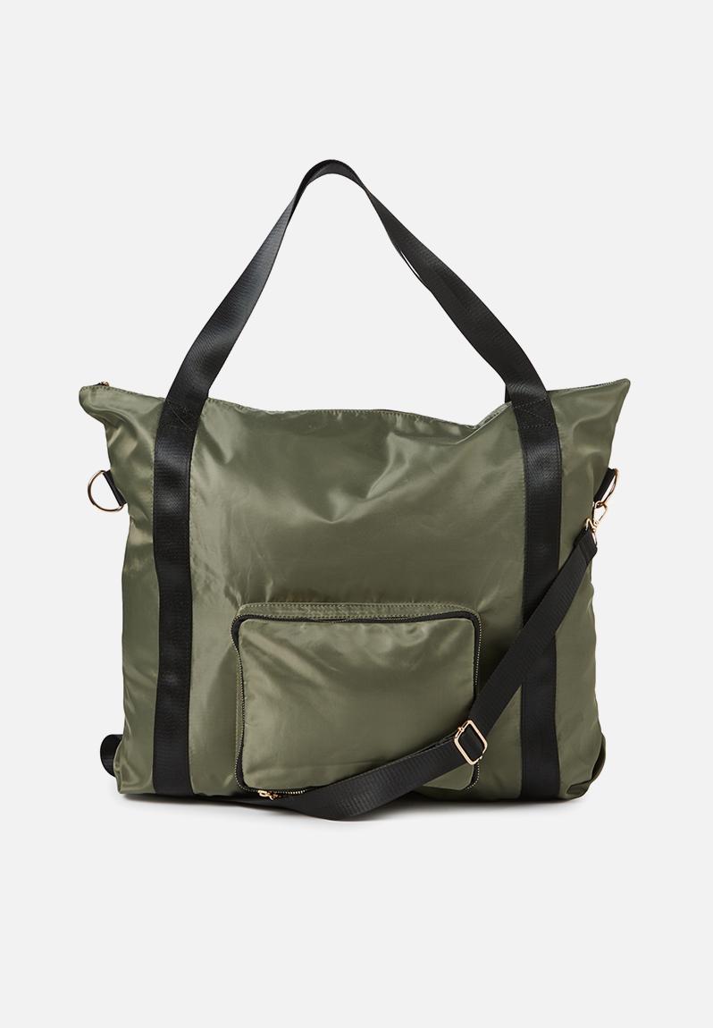 Urban foldable tote - khaki & black Cotton On Bags & Purses ...