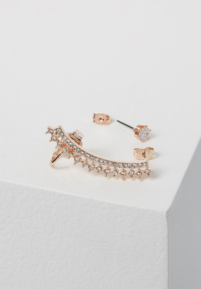 Steph diamante ear climber - rose gold Cotton On Jewellery ...
