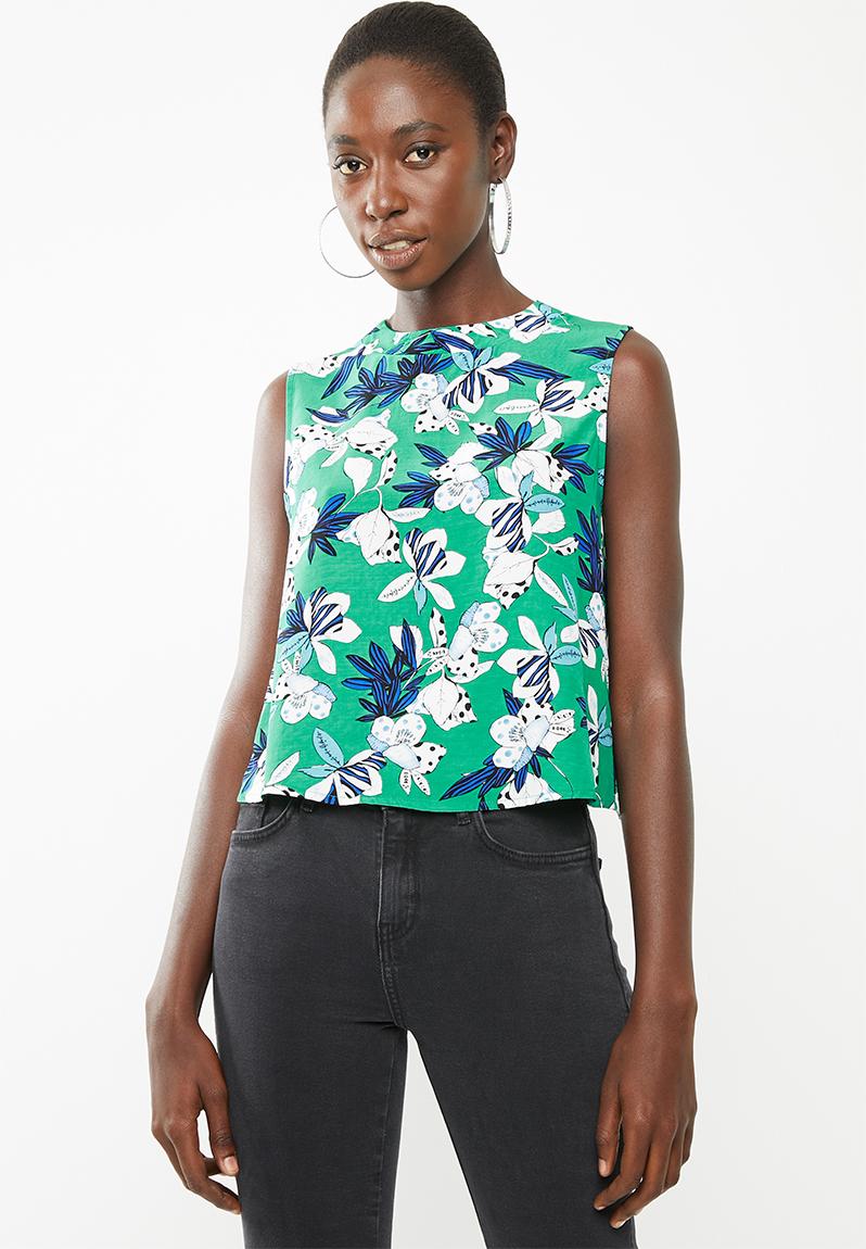 Button back turtleneck blouse - green floral Superbalist Blouses ...