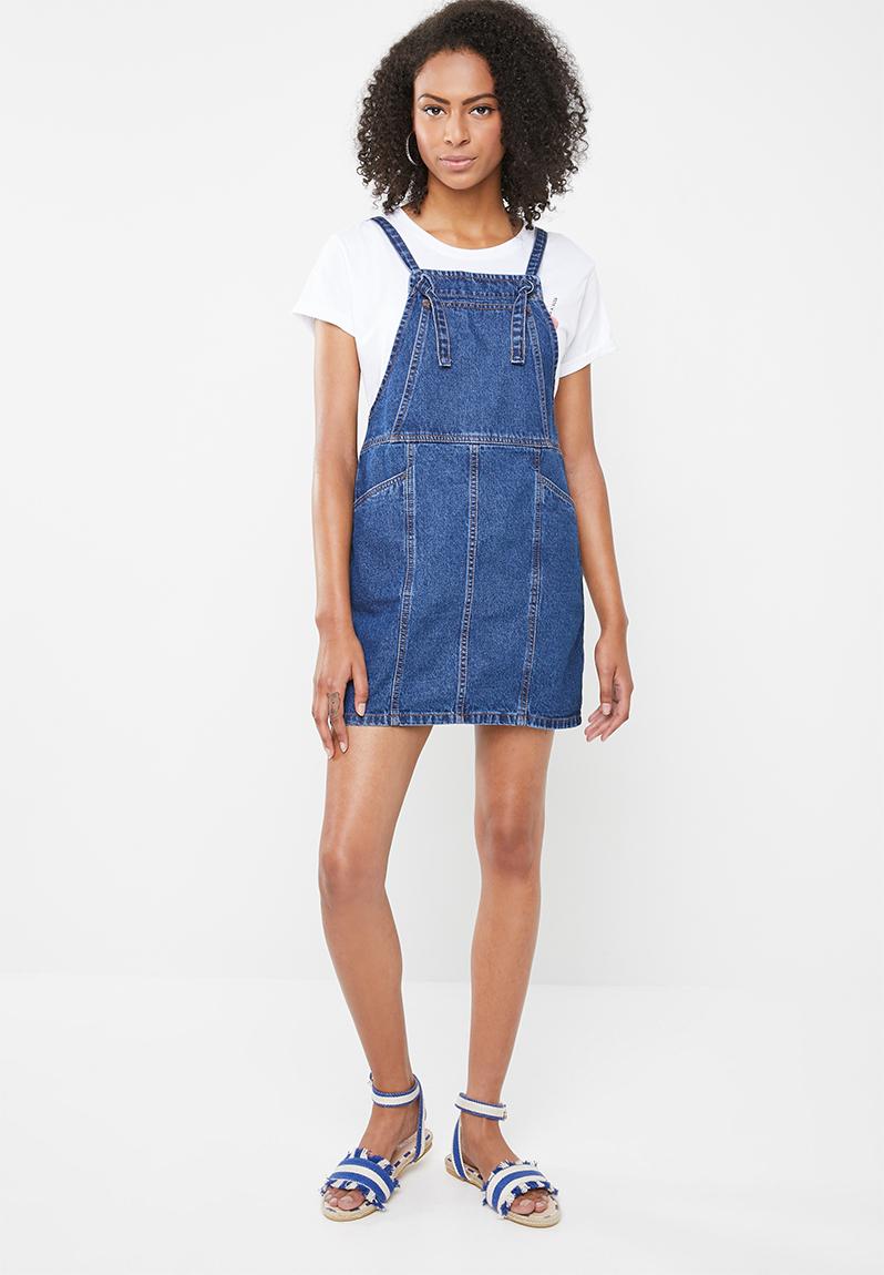 Denim pinafore dress - mid blue wash knot Cotton On Casual ...