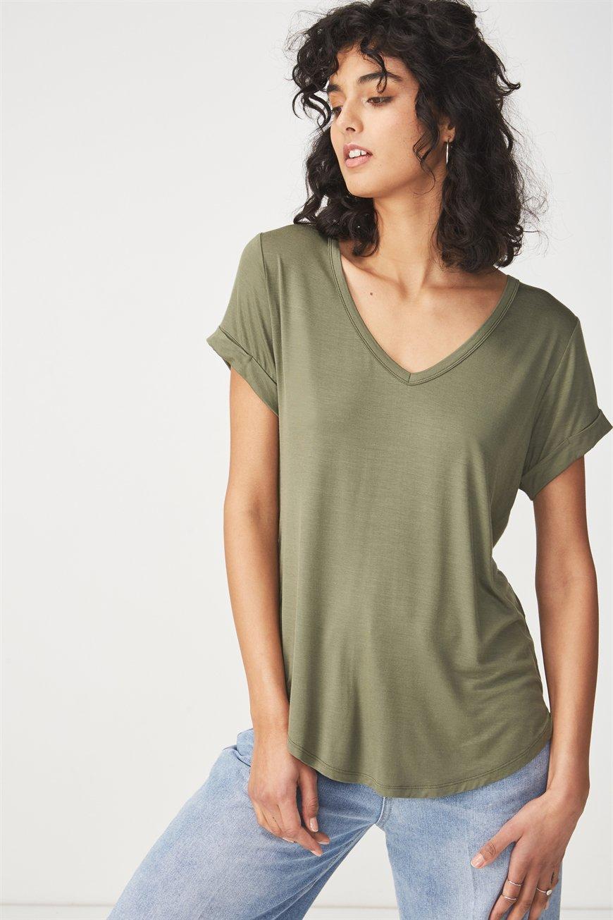 Karly short sleeve top - soft khaki Cotton On T-Shirts, Vests & Camis ...
