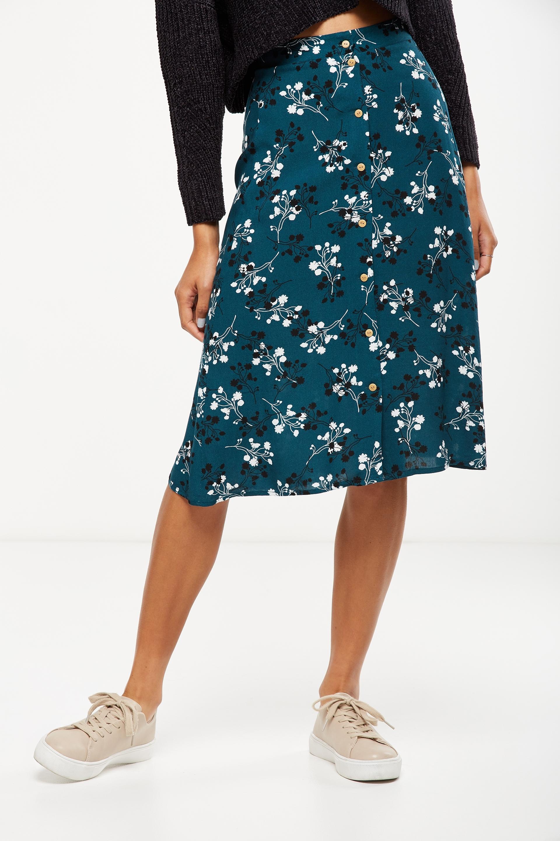 Woven ryder midi skirt - disty floral velvery green Cotton On Skirts ...