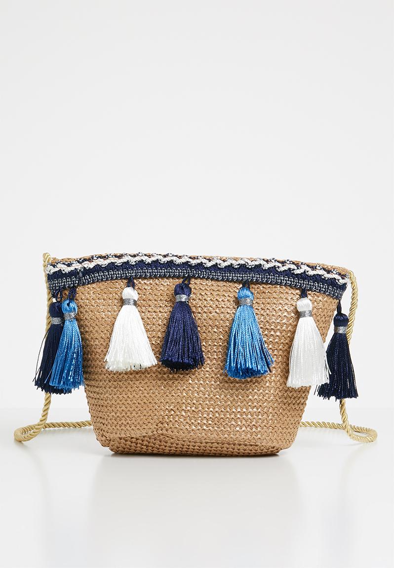 Straw layered tassel bag - natural Superbalist Bags & Purses ...