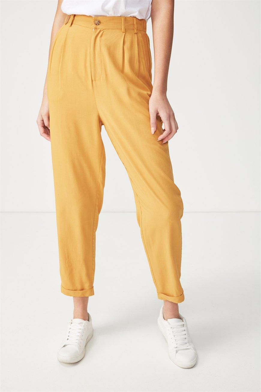 yellow high waisted trousers