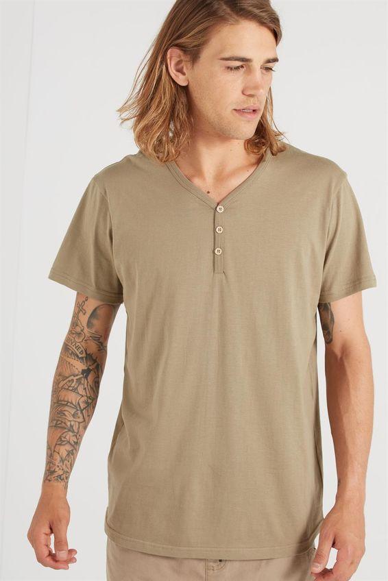 Essential short sleeve henley - lint green Cotton On T-Shirts & Vests ...