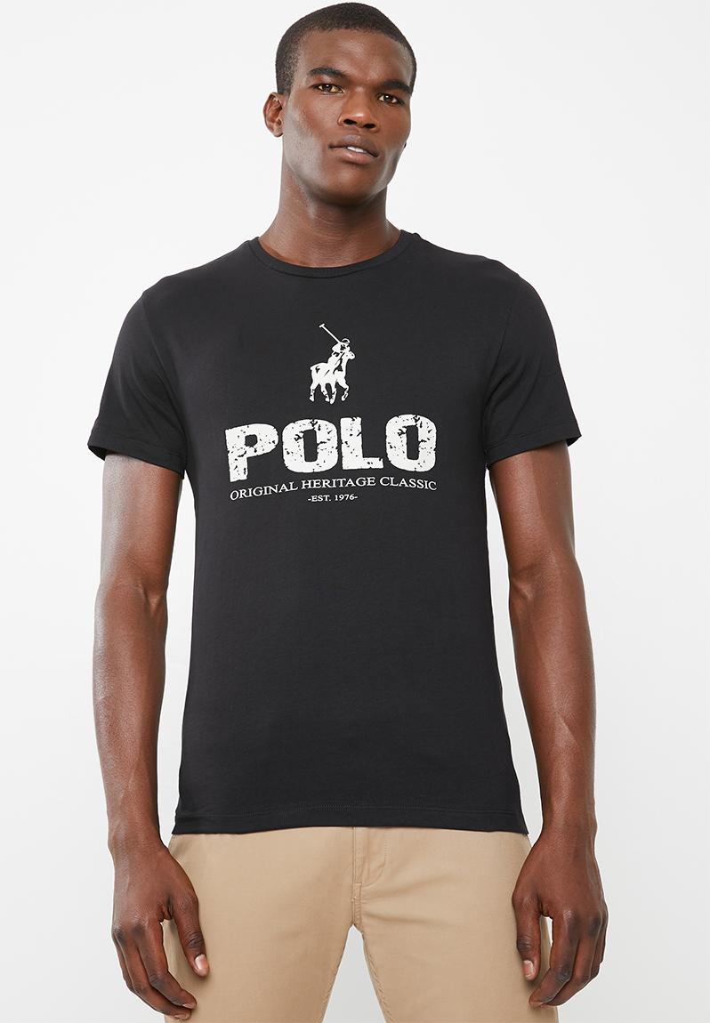 Mens classic printed crew neck T-shirt - black POLO T-Shirts & Vests ...