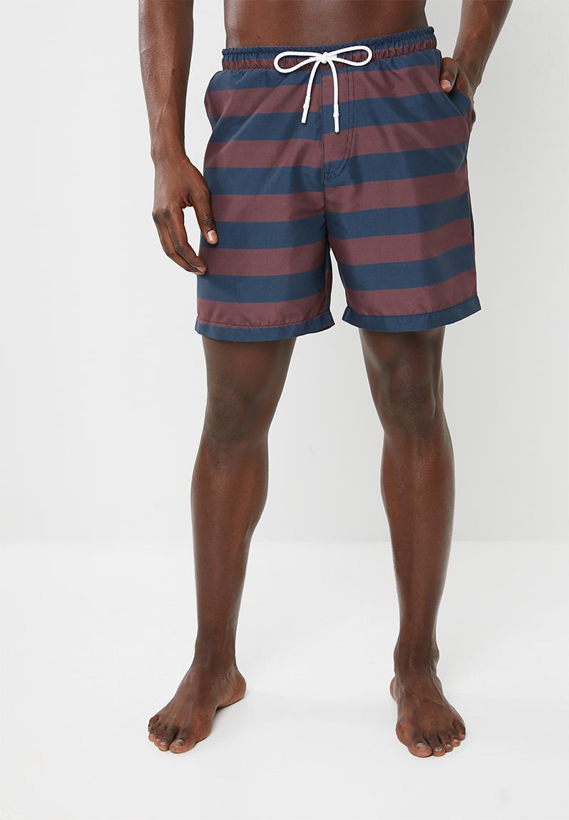 Printed elasticated swimshorts - rust/navy stripe Superbalist Swimwear ...