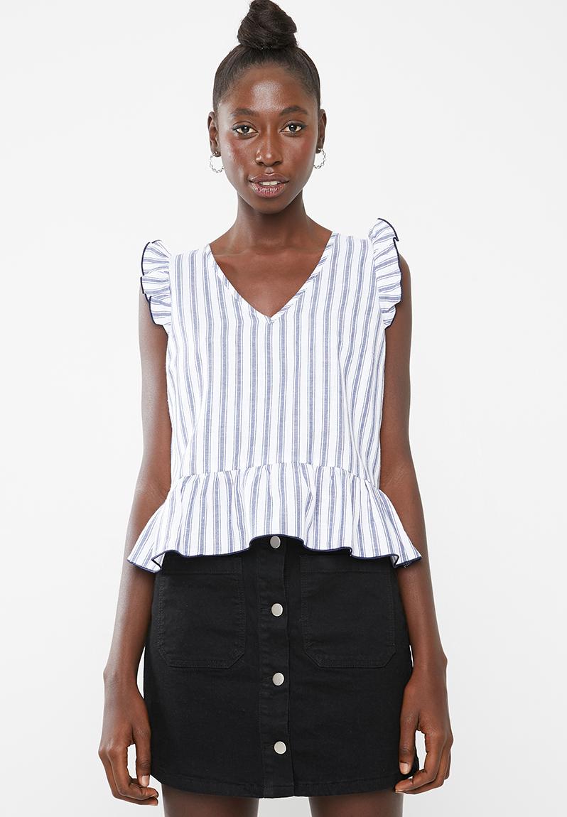 Poplin blouse - white & blue Superbalist Blouses | Superbalist.com