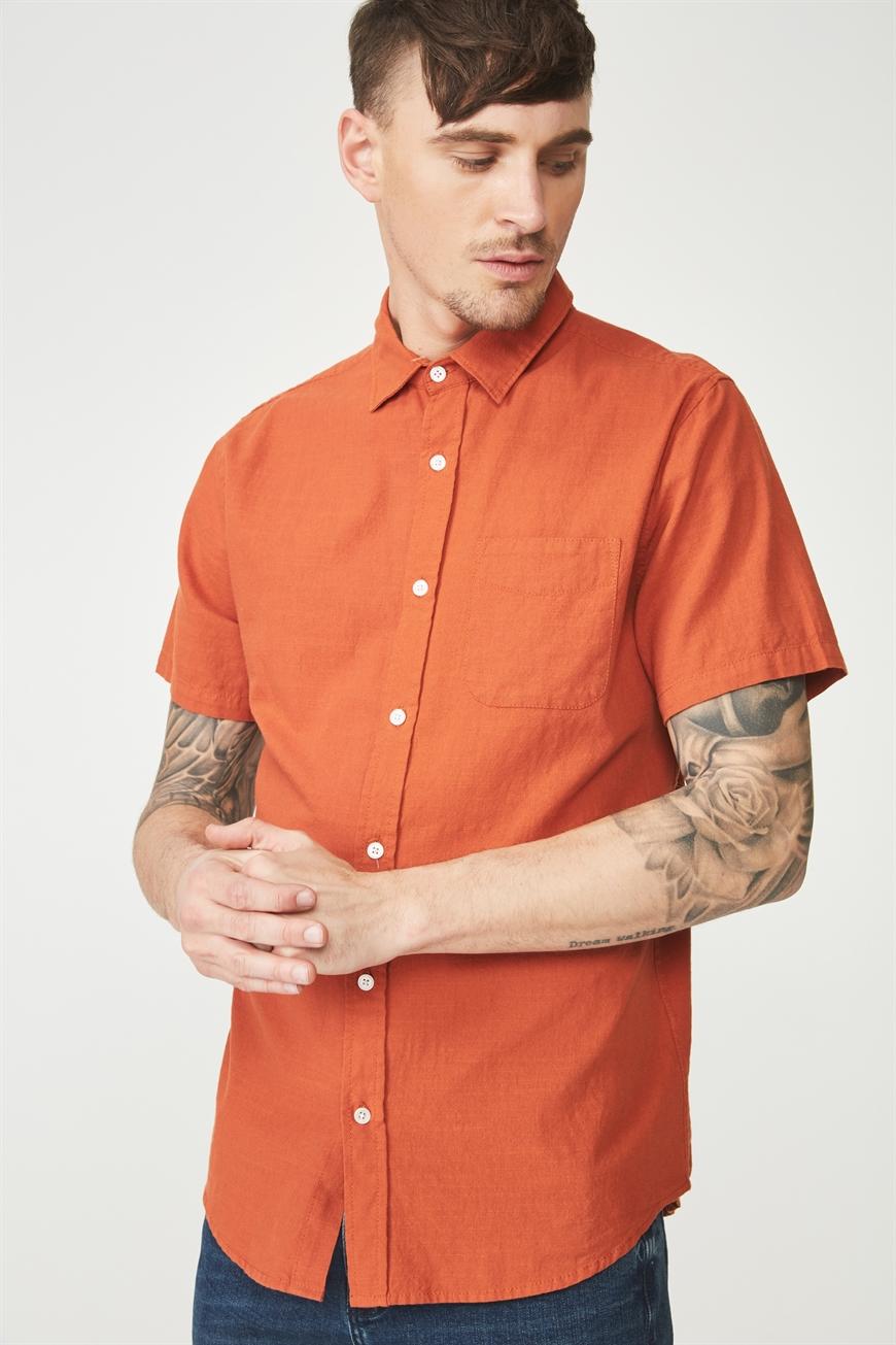 Vintage prep short sleeve shirt - burnt orange Cotton On Shirts ...
