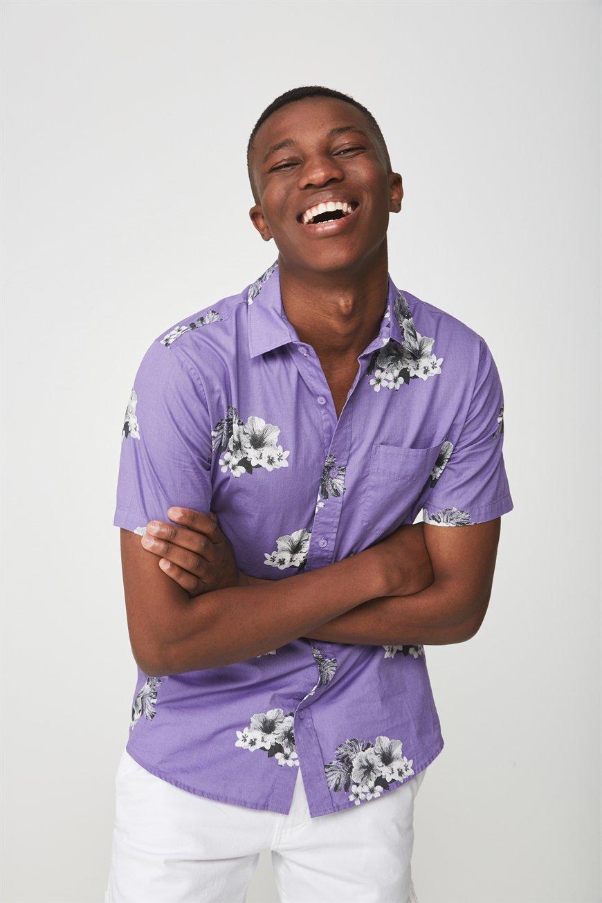 Short sleeve resort shirt purple Cotton On Shirts