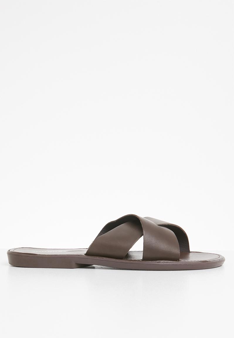 Criss cross sandals - dark brown STYLE REPUBLIC Sandals & Flip Flops ...