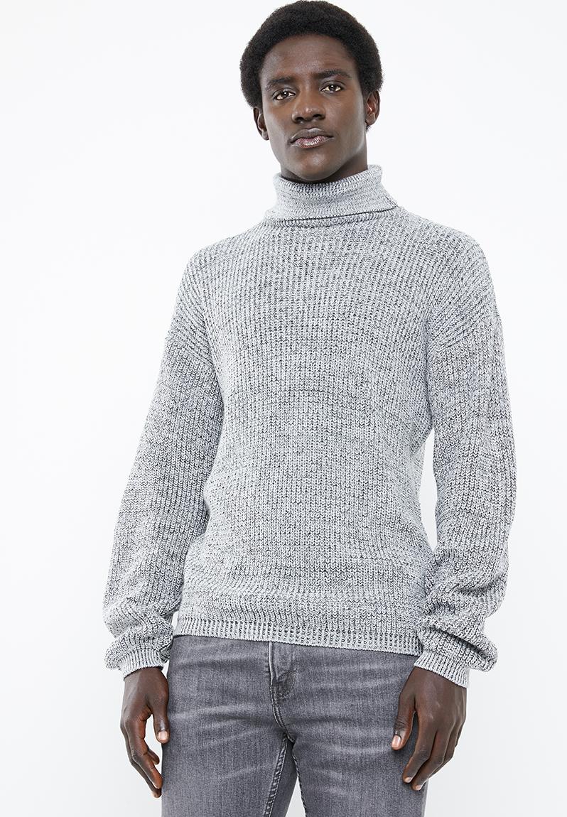 Chunky textured roll neck knit - grey Superbalist Knitwear ...