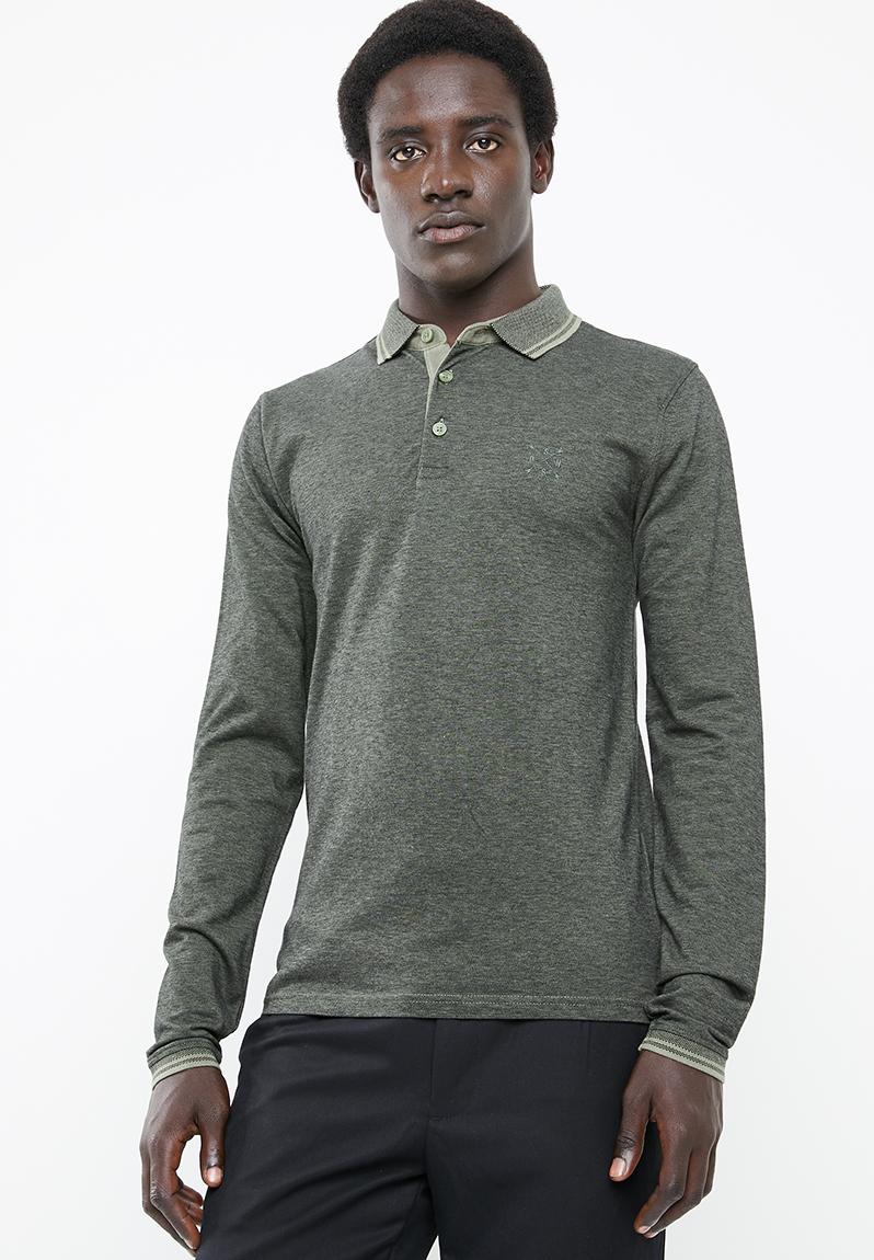 Stan long sleeve fitted polo- deep lichen green Only & Sons T-Shirts ...