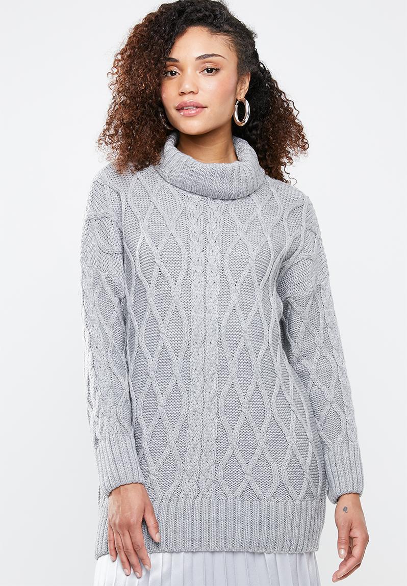 Cable Knit Chunky - Light Grey Melange Superbalist Knitwear ...