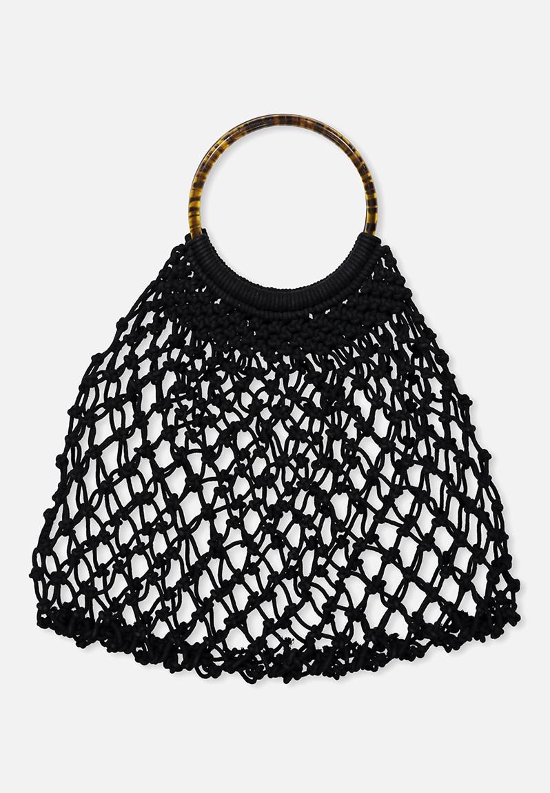 black macrame purse