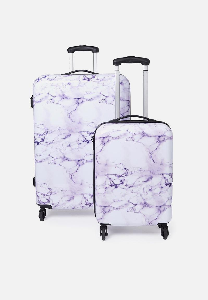 marble effect cabin suitcase