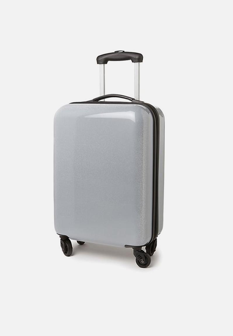 silver glitter suitcase