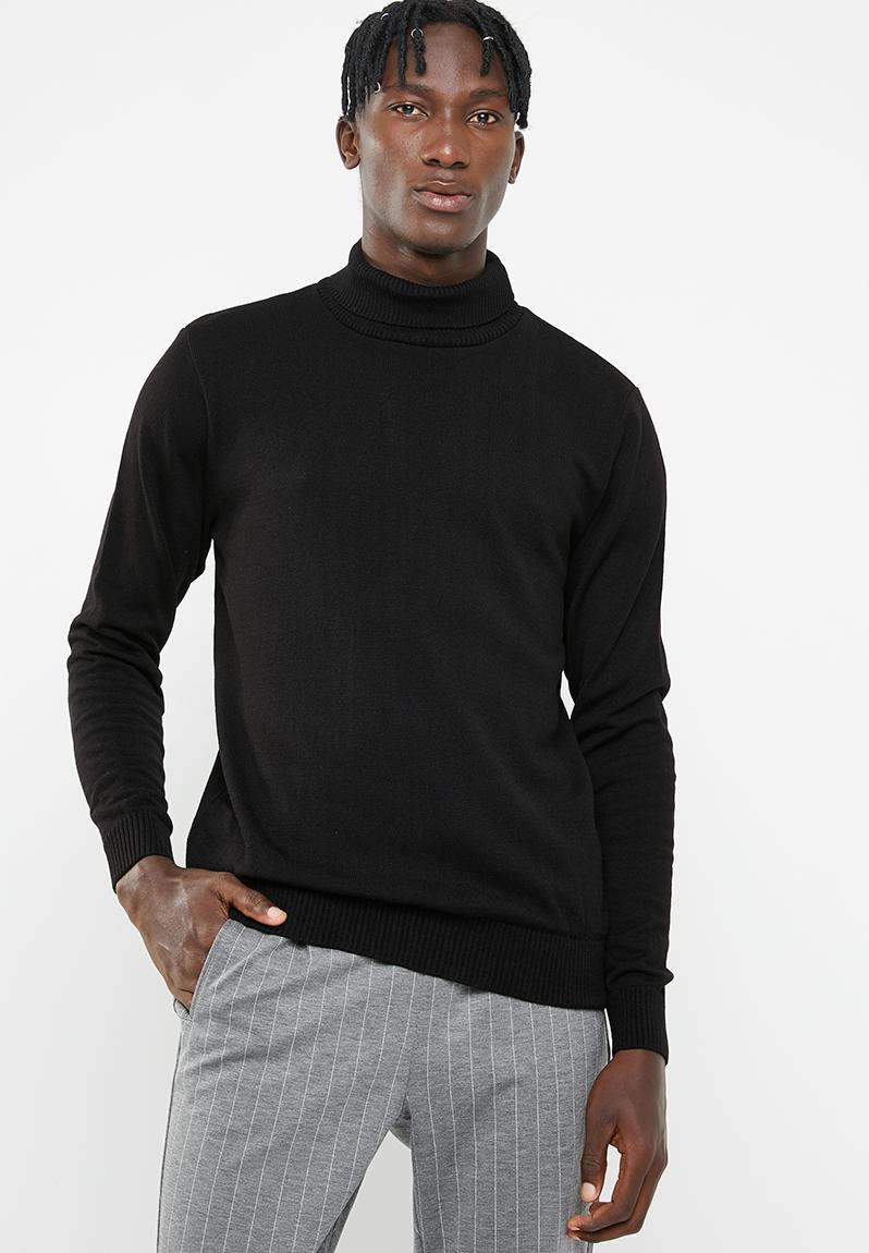Basic roll neck slim fit knit - black Superbalist Knitwear ...