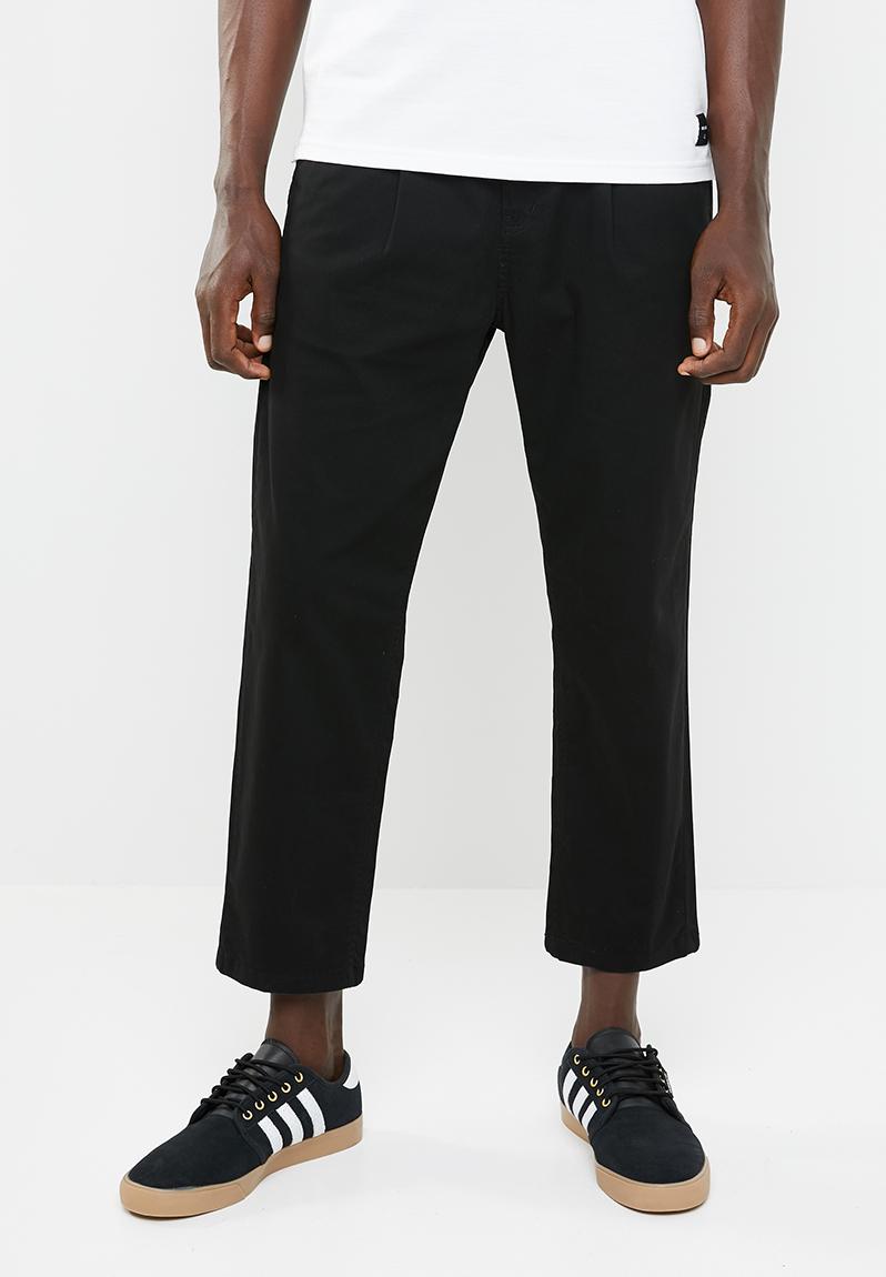 Pleated cropped tapered chino - black Superbalist Pants & Chinos ...
