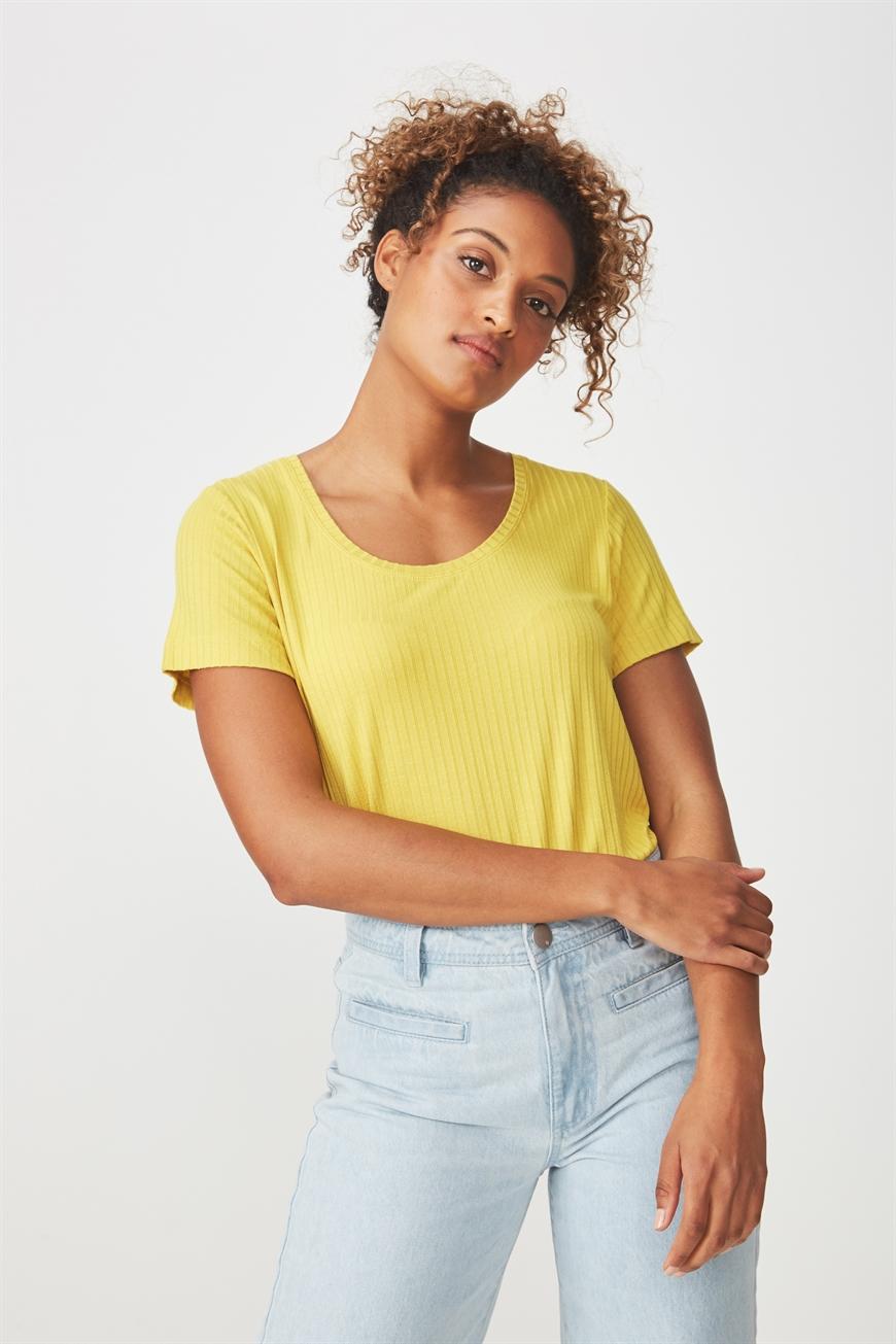 Elise scoop neck rib tee - moss Cotton On T-Shirts, Vests & Camis ...