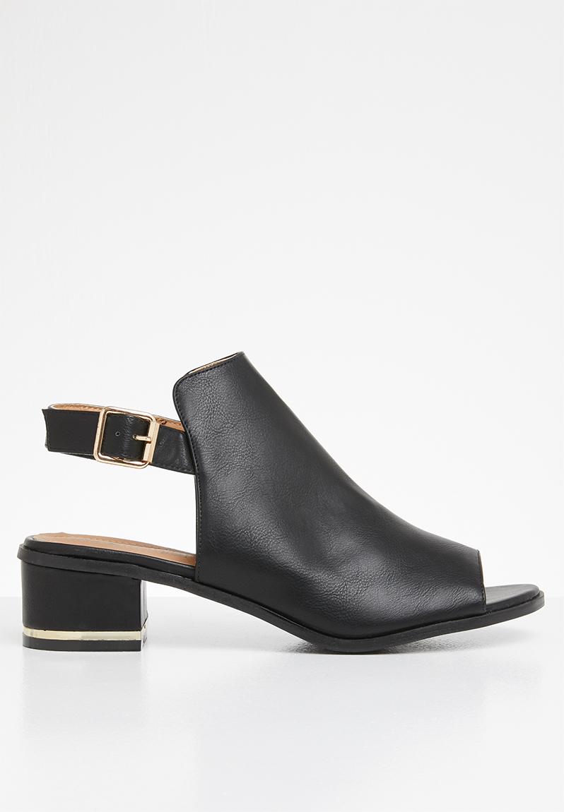 black sling back block heel shoes