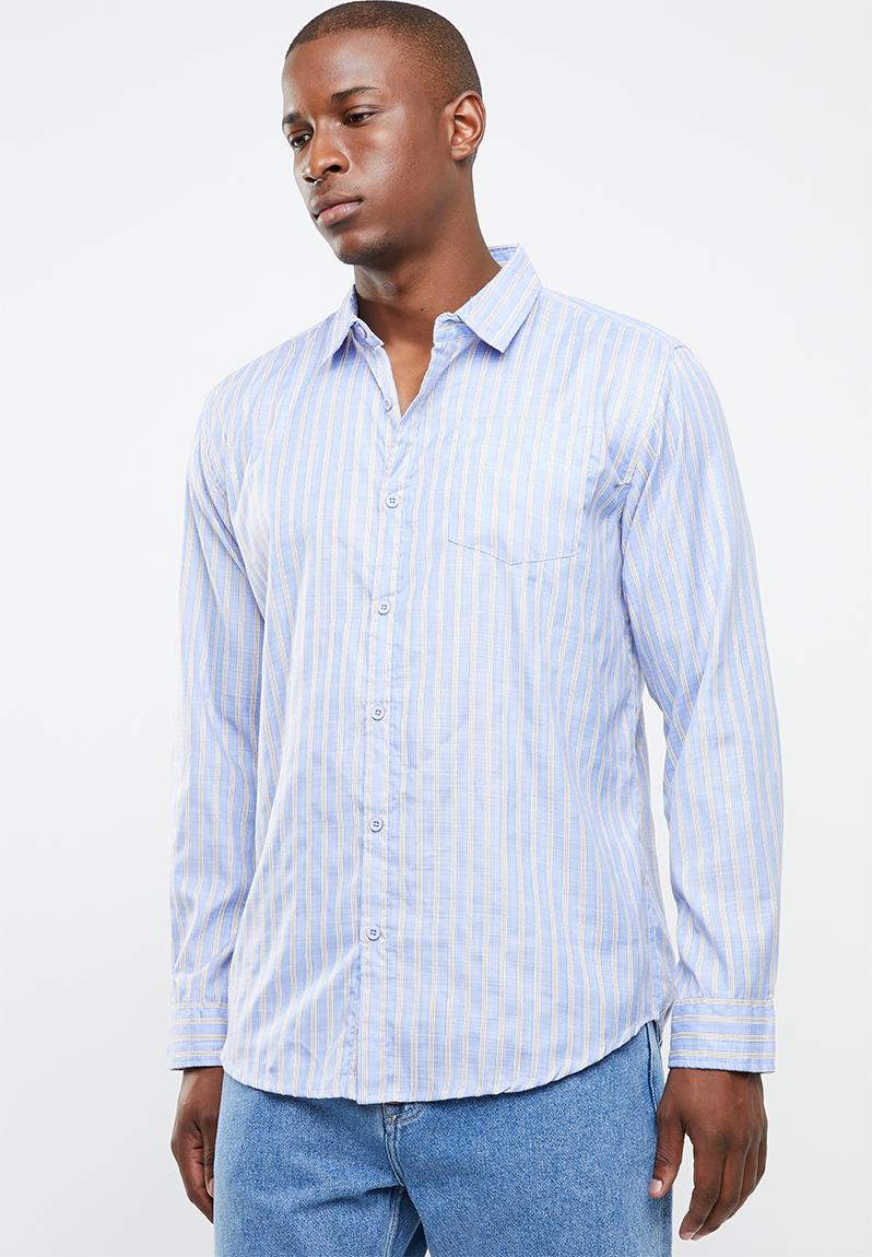 Docks striped long sleeve shirt - blue and yellow STYLE REPUBLIC Shirts ...