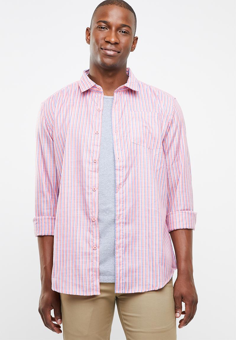 Rhythm striped long sleeve shirt - red & blue STYLE REPUBLIC Shirts ...