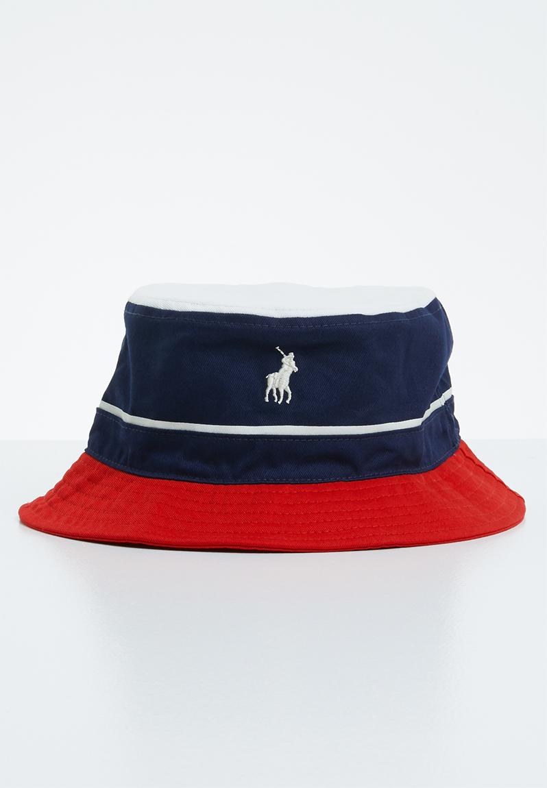 Nautical monogram bucket hat red & navy POLO Headwear