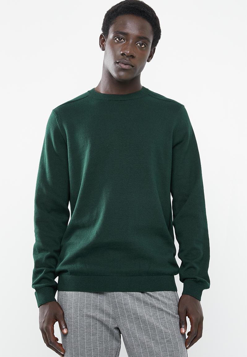 Upspec crew neck long sleeve knit - dark green New Look Knitwear ...