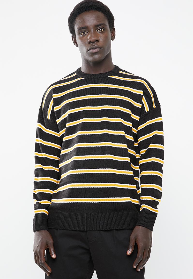 Stripe crew neck knit - black/mustard New Look Knitwear | Superbalist.com