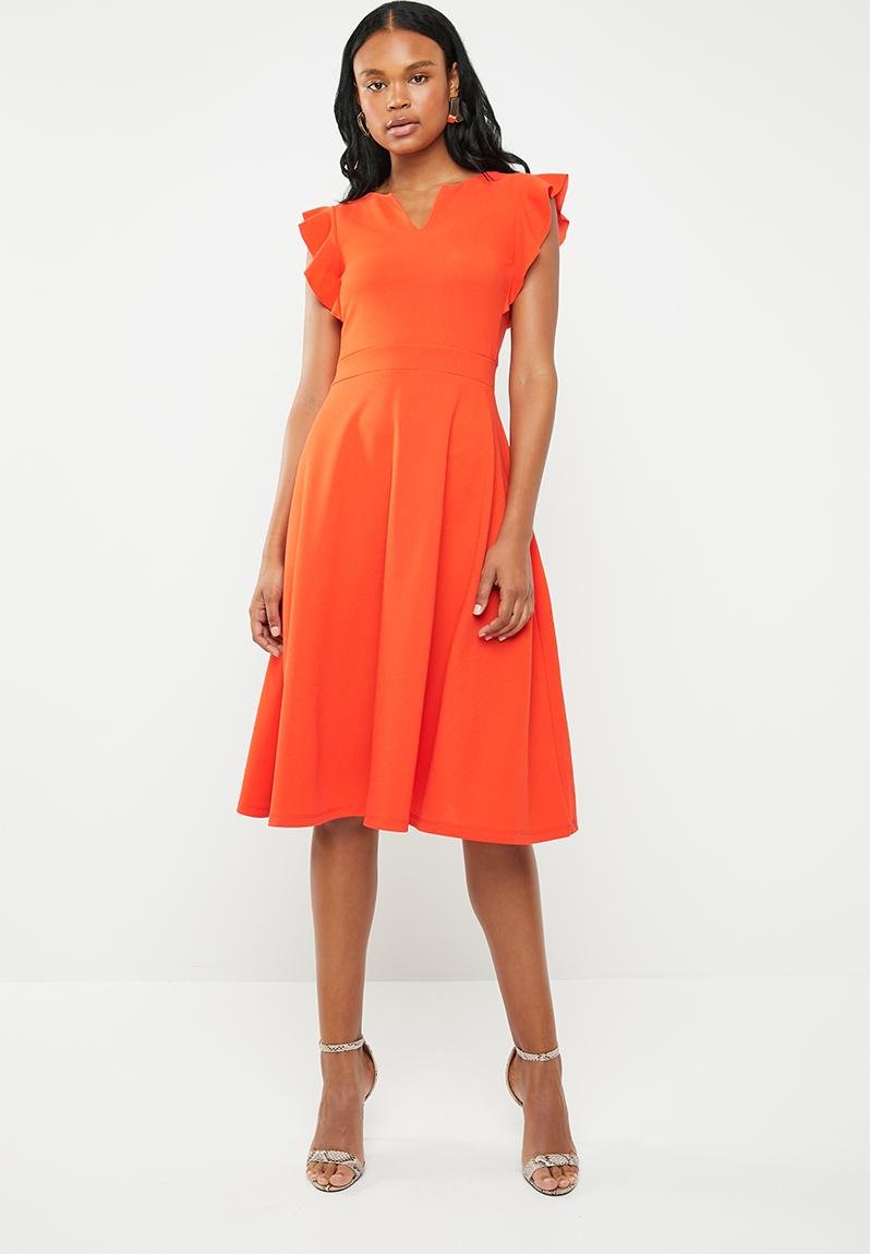 Frill detail fit and flare dress - orange edit Formal | Superbalist.com