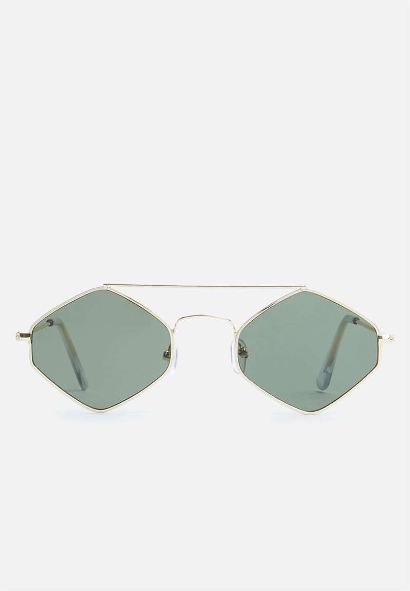 Poppy hexagon sunglasses-gold/green lense Superbalist Eyewear ...