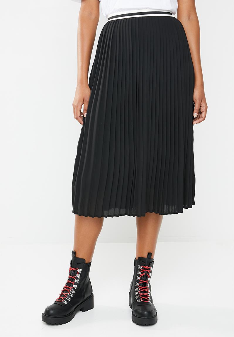 Pleated skirt with sports stripe detail - black Superbalist Skirts ...