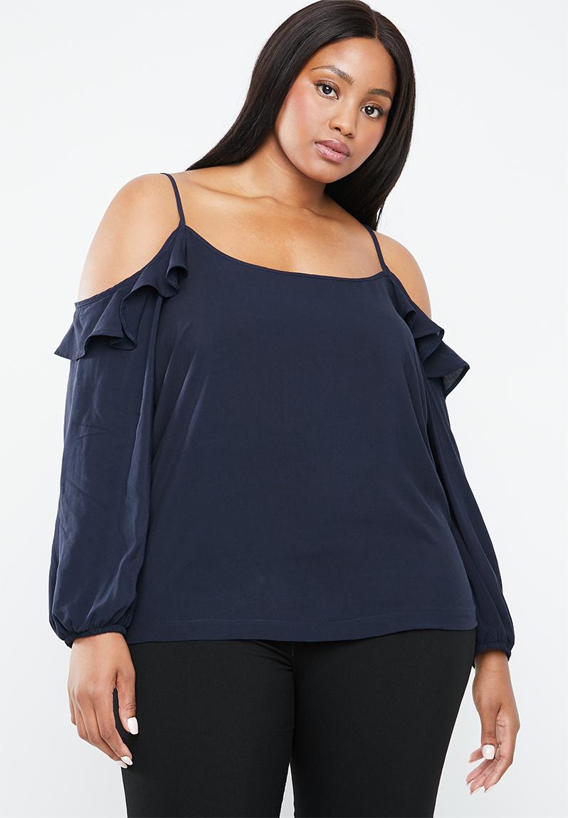 Cold shoulder frill top - navy STYLE REPUBLIC PLUS Tops | Superbalist.com