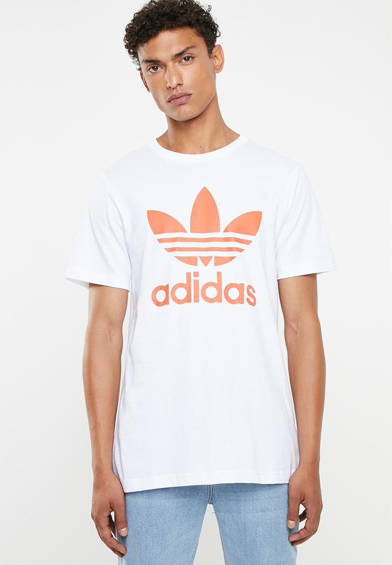 Mens original trefoil tee - white & orange adidas Originals T-Shirts ...