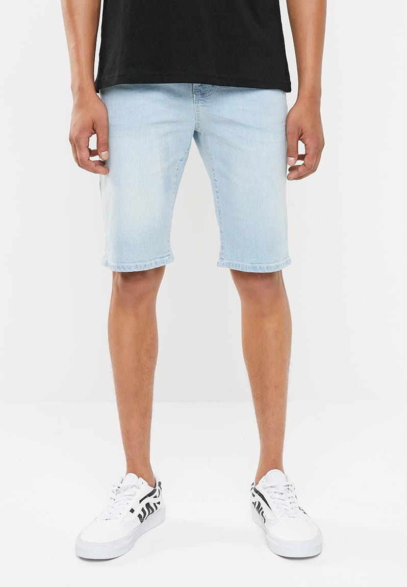 Denim shorts with belt loops - pale blue STYLE REPUBLIC Shorts ...