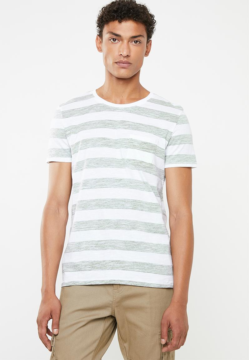 Casual stripe T-shirt - white & khaki STYLE REPUBLIC T-Shirts & Vests ...