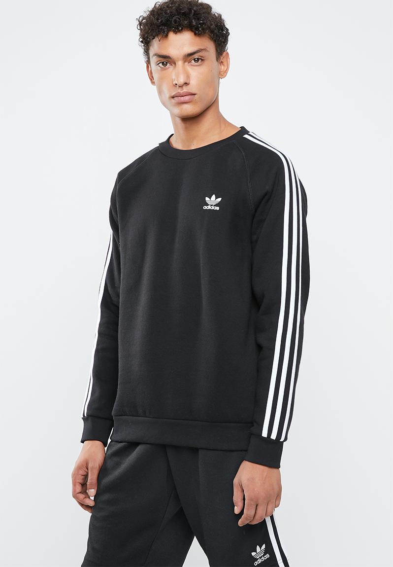 Adidas 3-stripes crew long sleeve sweater - black/white adidas