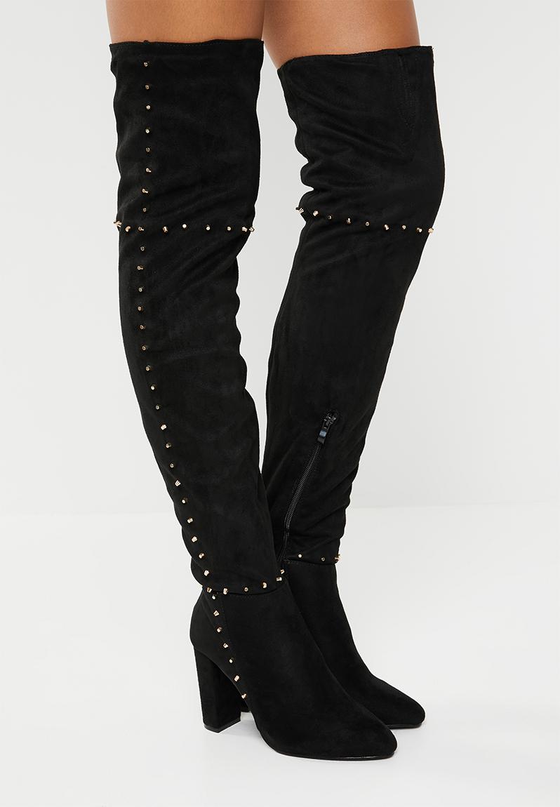 Studded thigh high boot - black STYLE REPUBLIC Boots | Superbalist.com