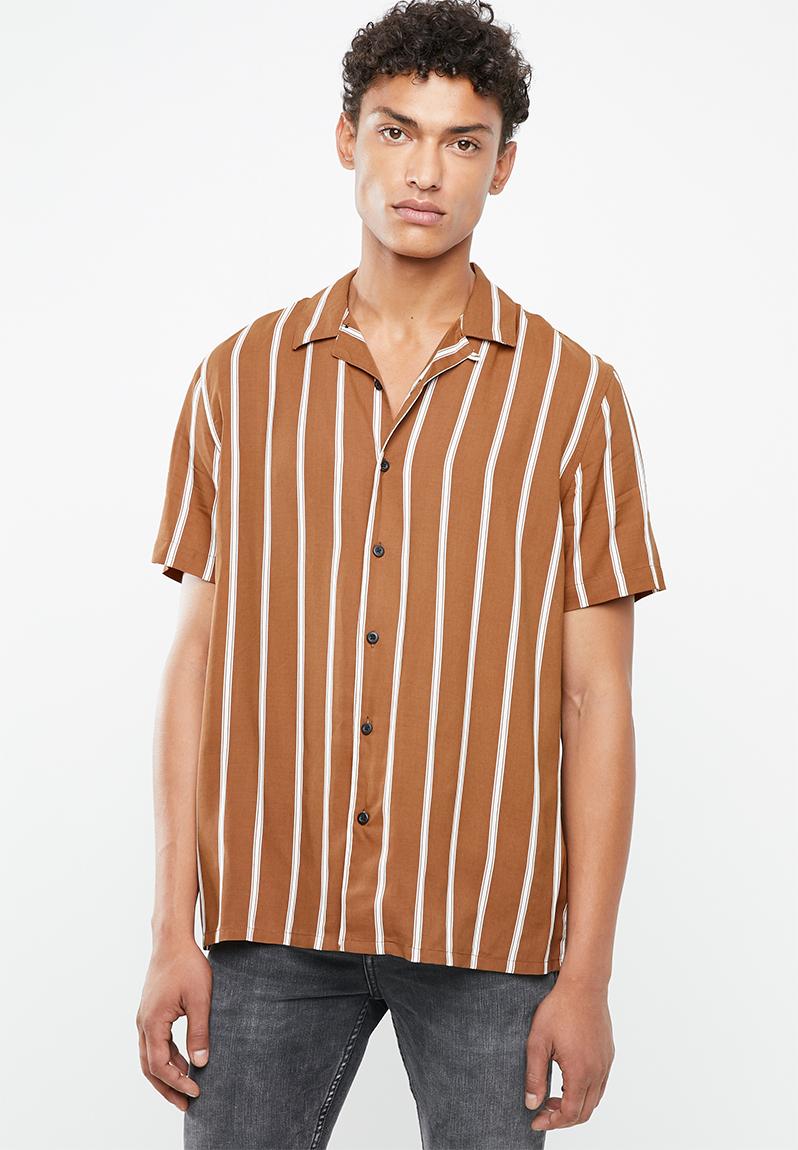 Ginger stripe viscose shirt - brown & white New Look Shirts ...