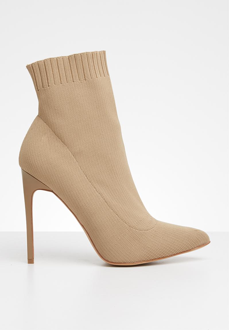 Pointed toe knitted sock boot - beige Missguided Boots | Superbalist.com