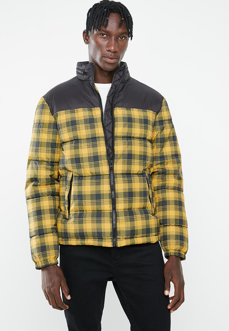 Check puffer jacket - mid yellow New Look Jackets | Superbalist.com