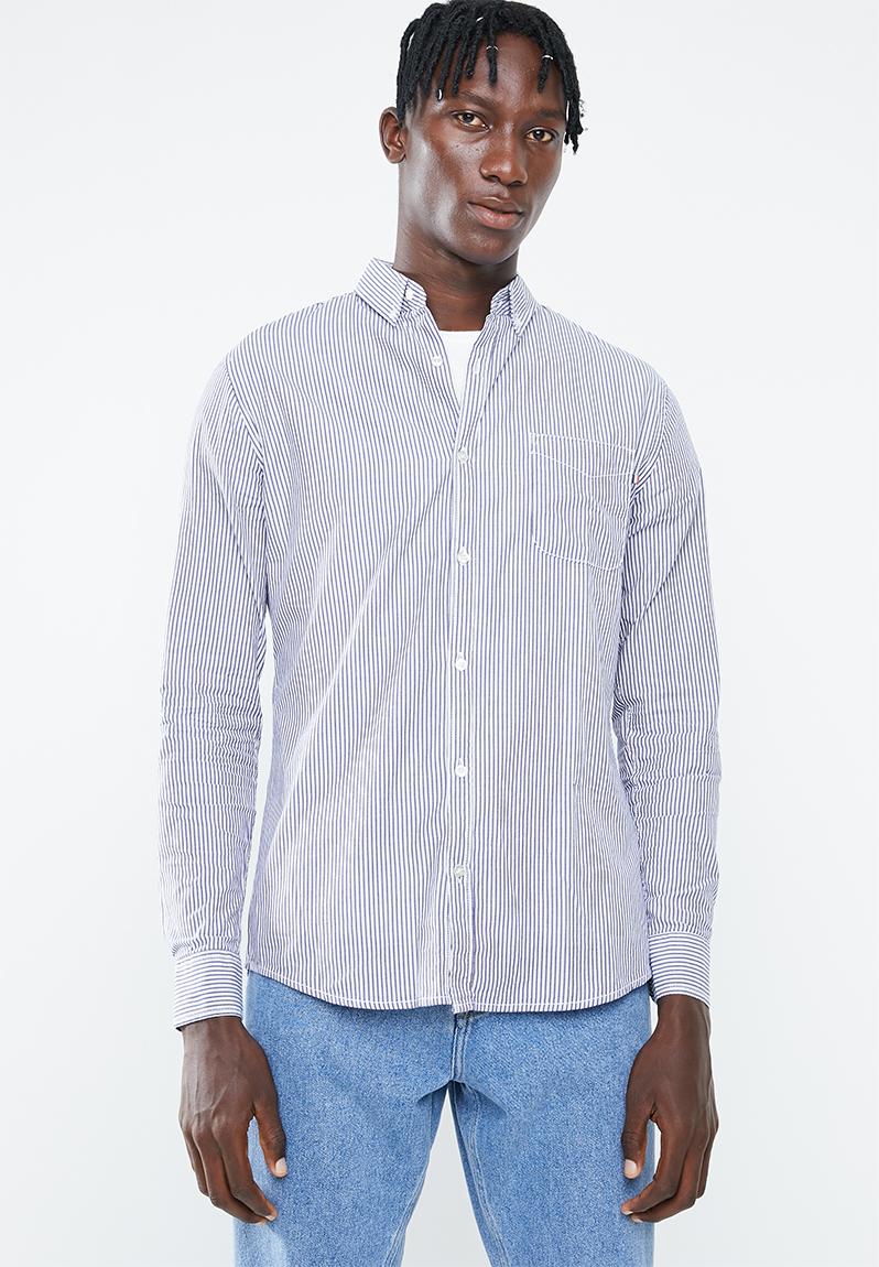 Brunswick long sleeve shirt 3 - navy/white stripe Cotton On Shirts ...