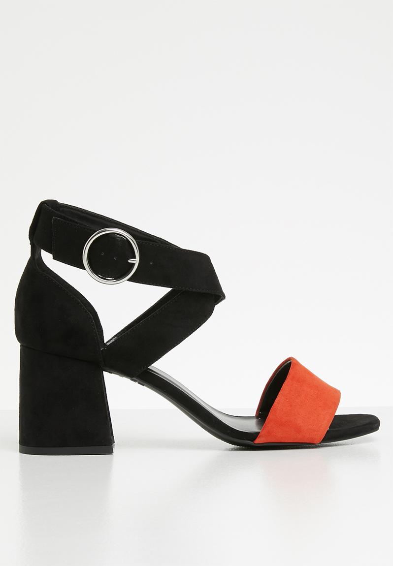 Orange Satin Heels with Ankle Velcro Strap main image 1