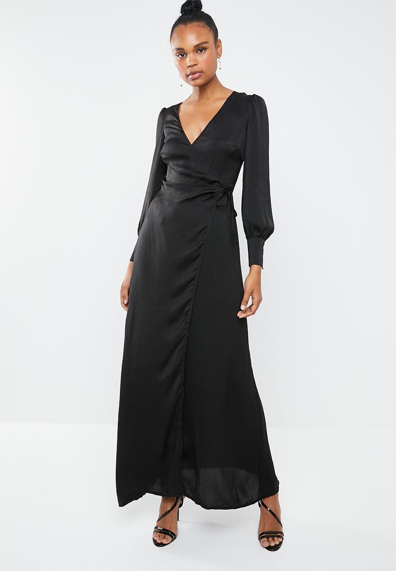 Satin tie side maxi dress - black Missguided Occasion | Superbalist.com